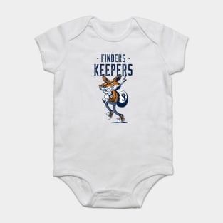 Finders Keepers / Funny Fox Burglar Design / Cartoon Style Fox Robbing the Bank Graphic Baby Bodysuit